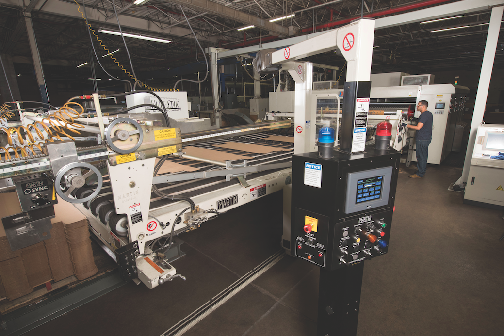 machine that prints, folds, and glues corrugated boxes